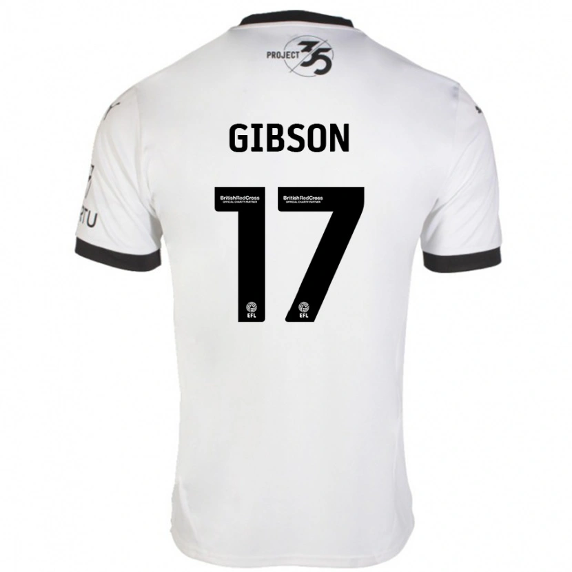 Danxen Mænd Lewis Gibson #17 Hvid Sort Udebane Spillertrøjer 2024/25 Trøje T-Shirt