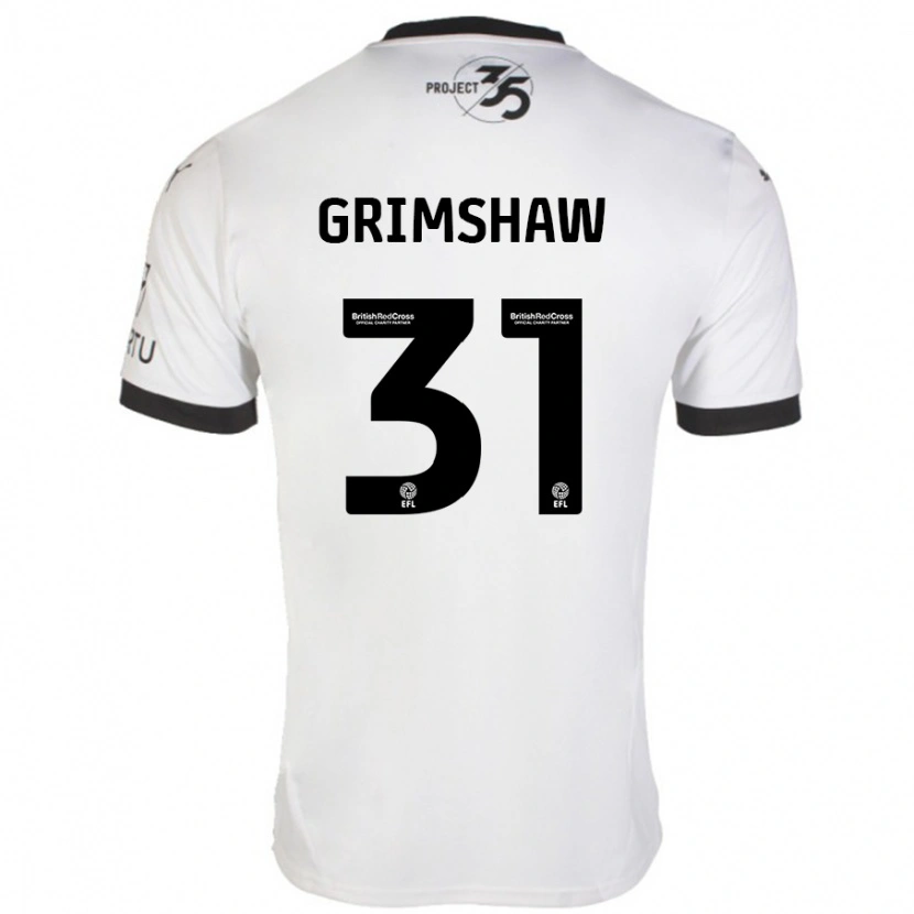 Danxen Mænd Daniel Grimshaw #31 Hvid Sort Udebane Spillertrøjer 2024/25 Trøje T-Shirt