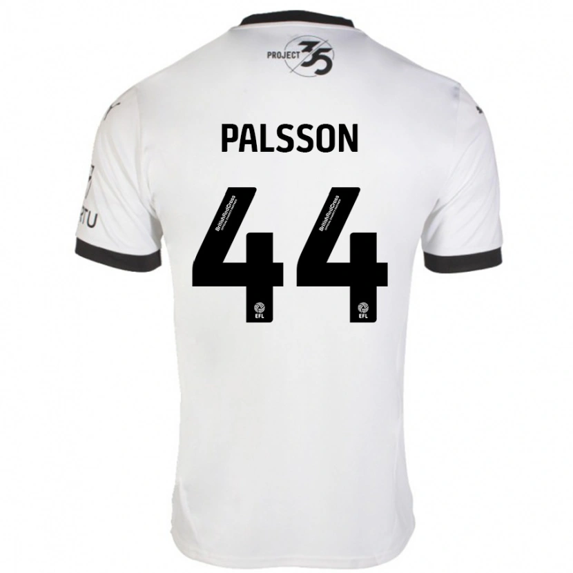 Danxen Mænd Victor Pálsson #44 Hvid Sort Udebane Spillertrøjer 2024/25 Trøje T-Shirt