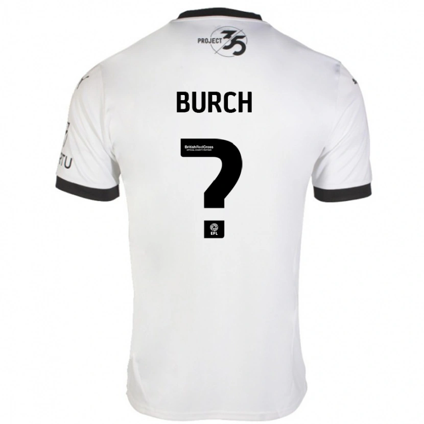 Danxen Mænd Kian Burch #0 Hvid Sort Udebane Spillertrøjer 2024/25 Trøje T-Shirt