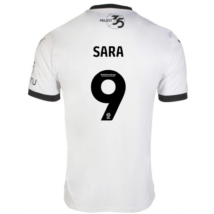 Danxen Mænd Ellie Sara #9 Hvid Sort Udebane Spillertrøjer 2024/25 Trøje T-Shirt