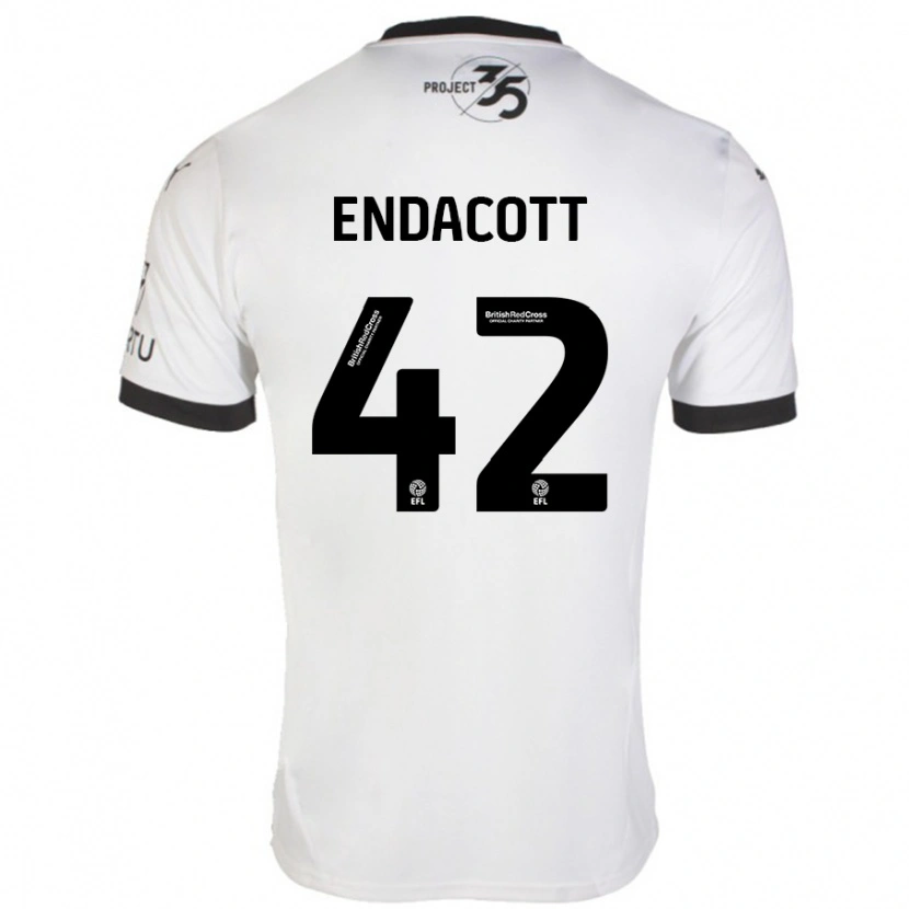 Danxen Mænd Jack Endacott #42 Hvid Sort Udebane Spillertrøjer 2024/25 Trøje T-Shirt