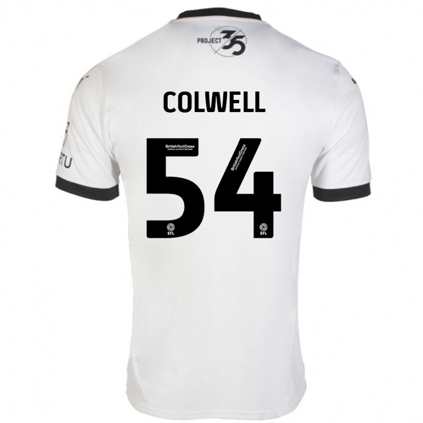 Danxen Mænd Lewis Colwell #54 Hvid Sort Udebane Spillertrøjer 2024/25 Trøje T-Shirt