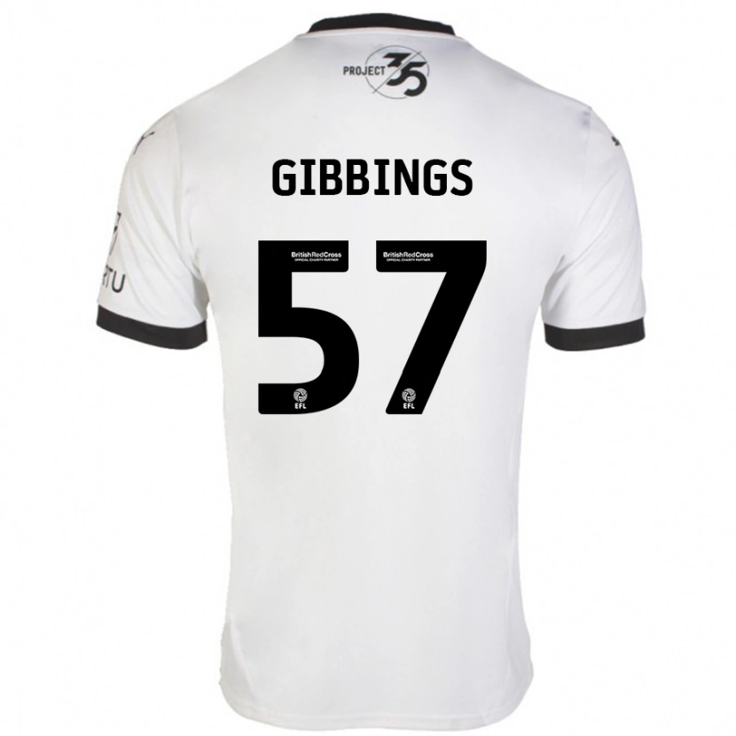 Danxen Mænd Cole Gibbings #57 Hvid Sort Udebane Spillertrøjer 2024/25 Trøje T-Shirt