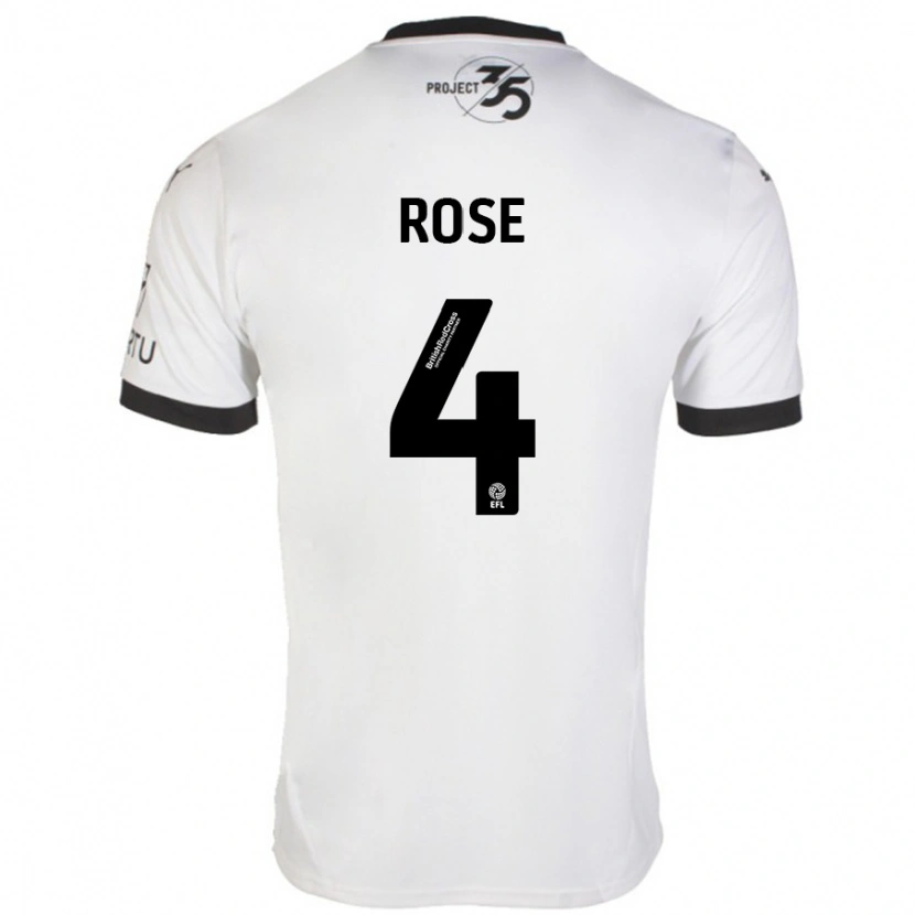 Danxen Mænd Jemma Rose #4 Hvid Sort Udebane Spillertrøjer 2024/25 Trøje T-Shirt