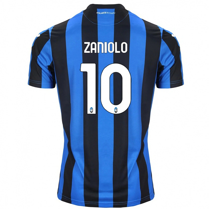 Danxen Kvinder Nicolò Zaniolo #10 Blå Sort Hjemmebane Spillertrøjer 2024/25 Trøje T-Shirt