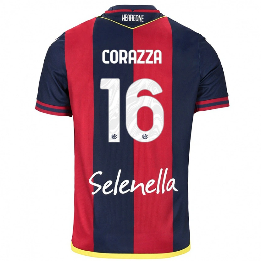 Danxen Kvinder Tommaso Corazza #16 Rød Kongeblå Hjemmebane Spillertrøjer 2024/25 Trøje T-Shirt