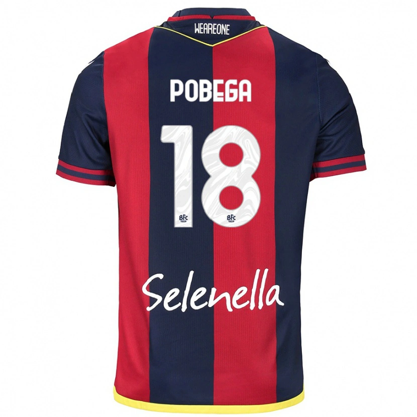 Danxen Kvinder Tommaso Pobega #18 Rød Kongeblå Hjemmebane Spillertrøjer 2024/25 Trøje T-Shirt