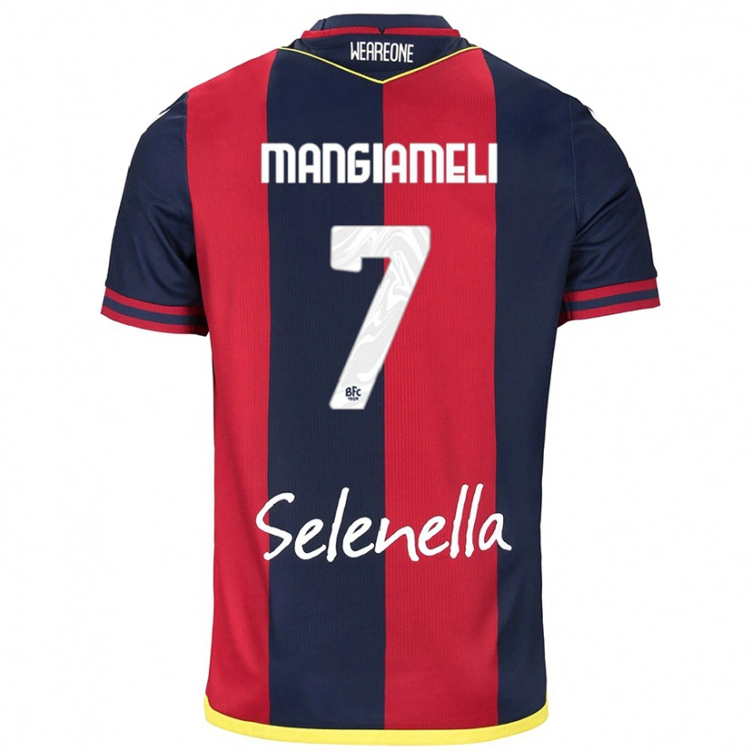 Danxen Kvinder Federico Mangiameli #7 Rød Kongeblå Hjemmebane Spillertrøjer 2024/25 Trøje T-Shirt