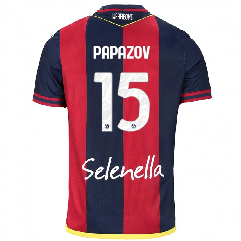 Danxen Kvinder Dimitar Papazov #15 Rød Kongeblå Hjemmebane Spillertrøjer 2024/25 Trøje T-Shirt