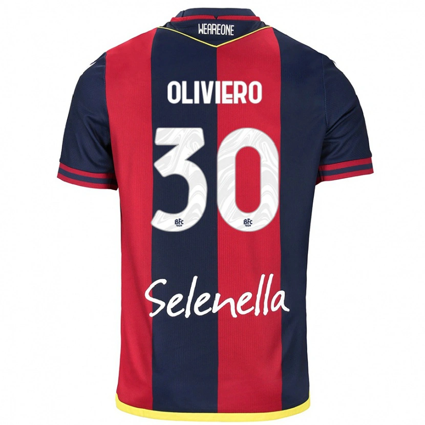 Danxen Kvinder Andrea Oliviero #30 Rød Kongeblå Hjemmebane Spillertrøjer 2024/25 Trøje T-Shirt