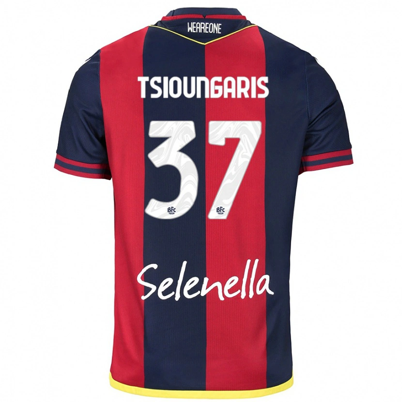 Danxen Kvinder Theodoros Tsioungaris #37 Rød Kongeblå Hjemmebane Spillertrøjer 2024/25 Trøje T-Shirt