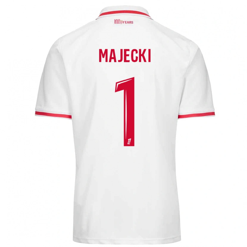 Danxen Kvinder Radoslaw Majecki #1 Hvid Rød Hjemmebane Spillertrøjer 2024/25 Trøje T-Shirt