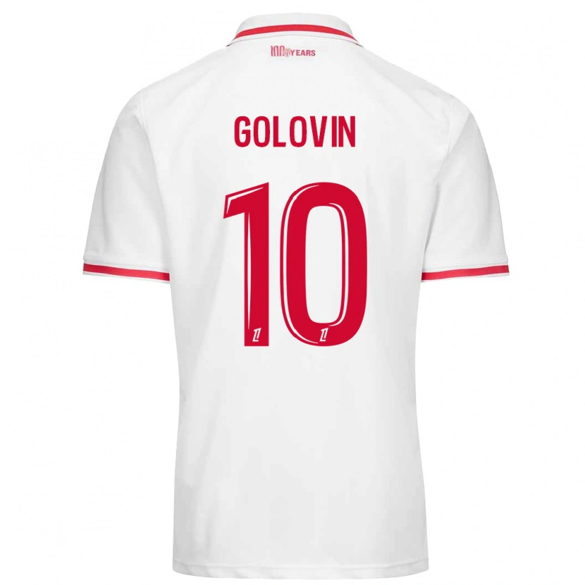 Danxen Kvinder Aleksandr Golovin #10 Hvid Rød Hjemmebane Spillertrøjer 2024/25 Trøje T-Shirt