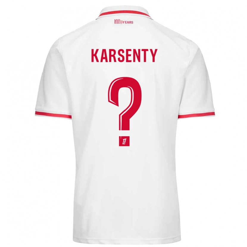 Danxen Kvinder Kylian Karsenty #0 Hvid Rød Hjemmebane Spillertrøjer 2024/25 Trøje T-Shirt