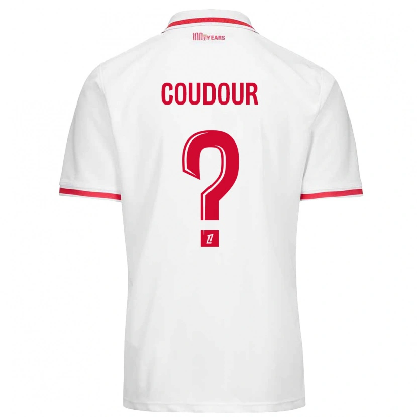 Danxen Kvinder Mathis Coudour #0 Hvid Rød Hjemmebane Spillertrøjer 2024/25 Trøje T-Shirt