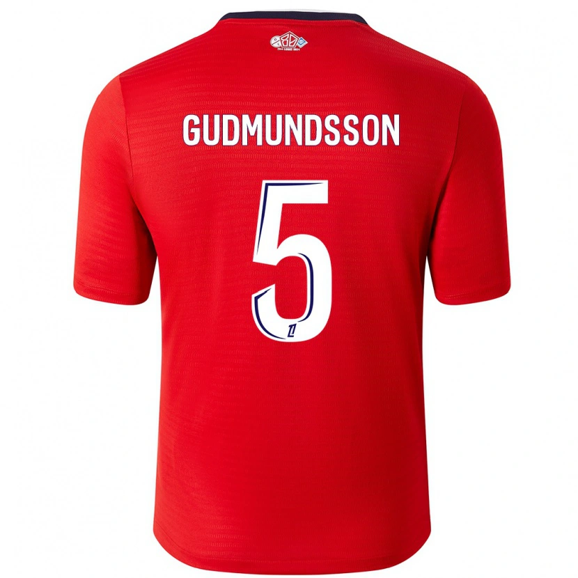 Danxen Kvinder Gabriel Gudmundsson #5 Rød Hvid Hjemmebane Spillertrøjer 2024/25 Trøje T-Shirt