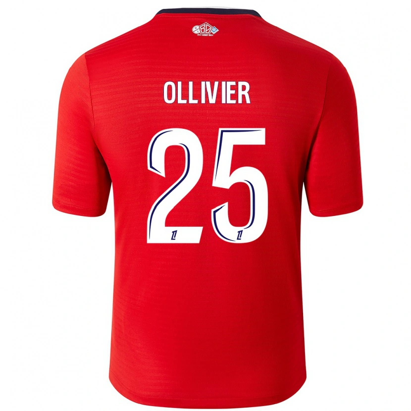 Danxen Kvinder Agathe Ollivier #25 Rød Hvid Hjemmebane Spillertrøjer 2024/25 Trøje T-Shirt