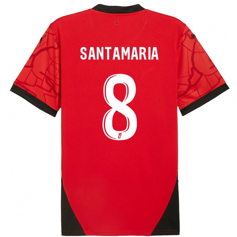 Danxen Kvinder Baptiste Santamaria #8 Rød Sort Hjemmebane Spillertrøjer 2024/25 Trøje T-Shirt