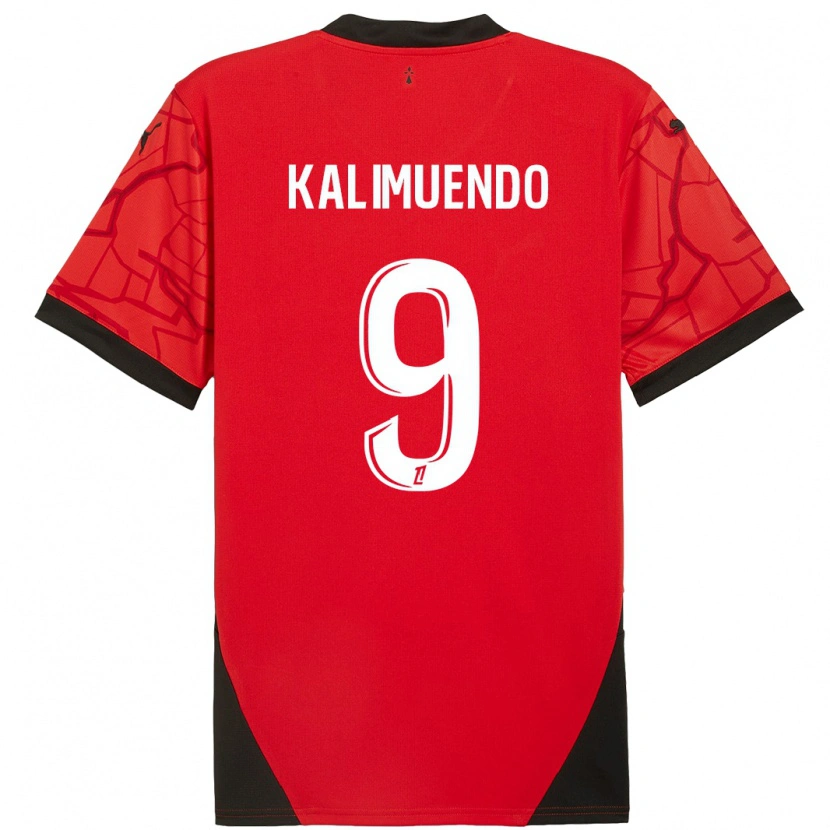 Danxen Kvinder Arnaud Kalimuendo #9 Rød Sort Hjemmebane Spillertrøjer 2024/25 Trøje T-Shirt