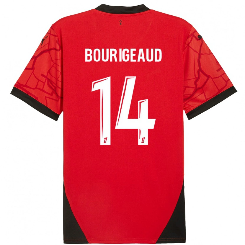 Danxen Kvinder Benjamin Bourigeaud #14 Rød Sort Hjemmebane Spillertrøjer 2024/25 Trøje T-Shirt