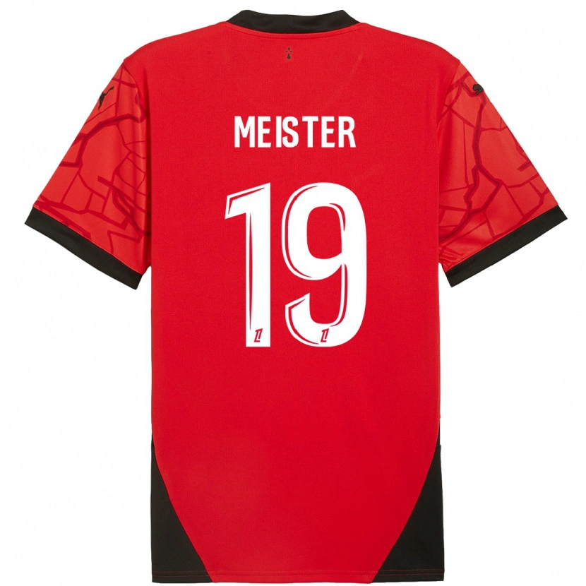 Danxen Kvinder Henrik Meister #19 Rød Sort Hjemmebane Spillertrøjer 2024/25 Trøje T-Shirt