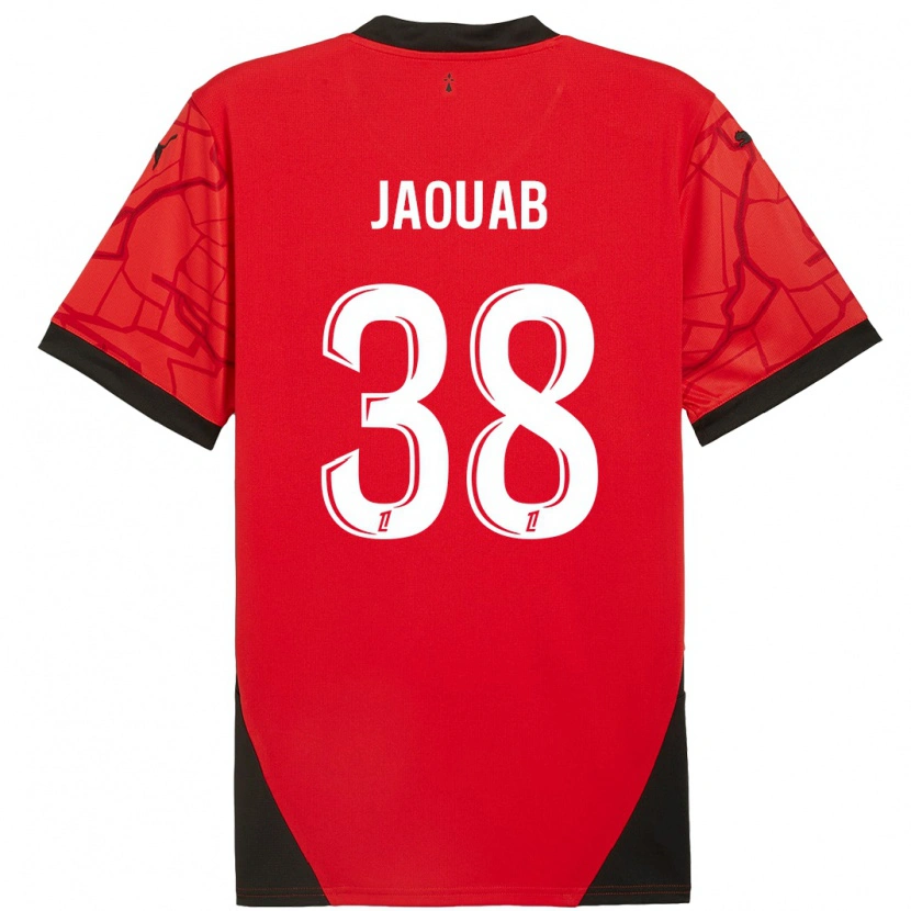 Danxen Kvinder Mohamed Jaouab #38 Rød Sort Hjemmebane Spillertrøjer 2024/25 Trøje T-Shirt