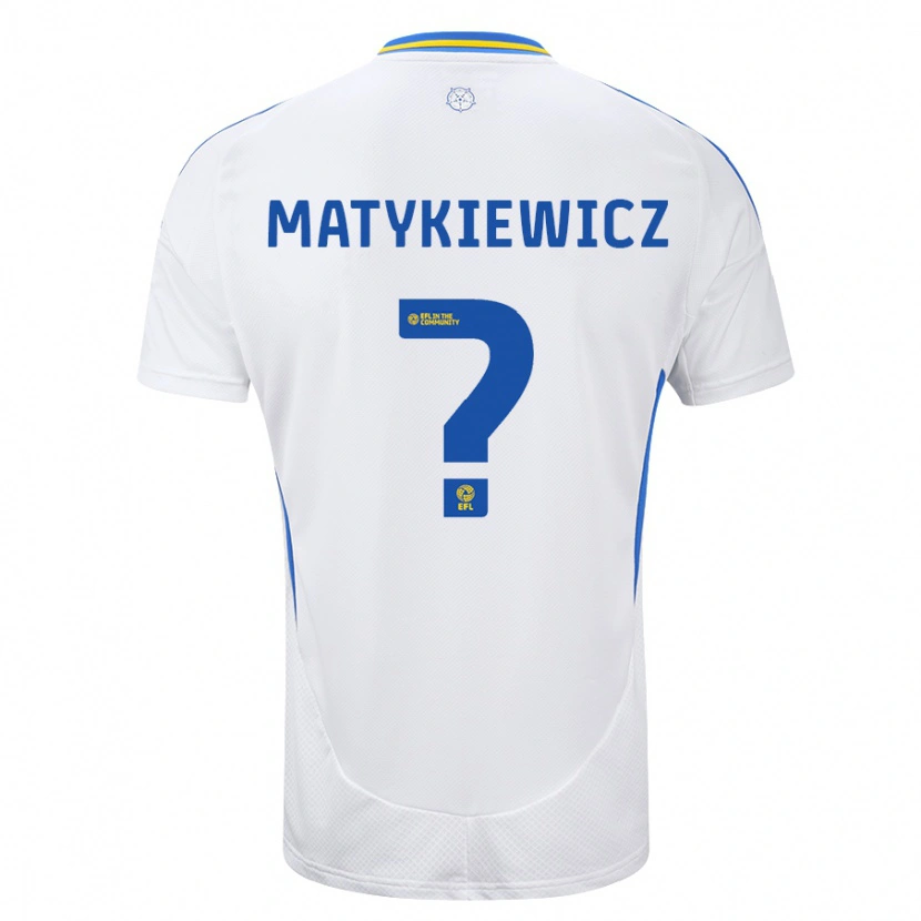 Danxen Kvinder Luke Matykiewicz #0 Hvid Blå Hjemmebane Spillertrøjer 2024/25 Trøje T-Shirt