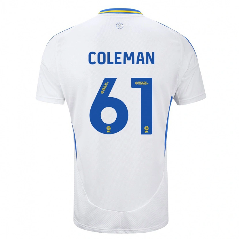 Danxen Kvinder Cian Coleman #61 Hvid Blå Hjemmebane Spillertrøjer 2024/25 Trøje T-Shirt