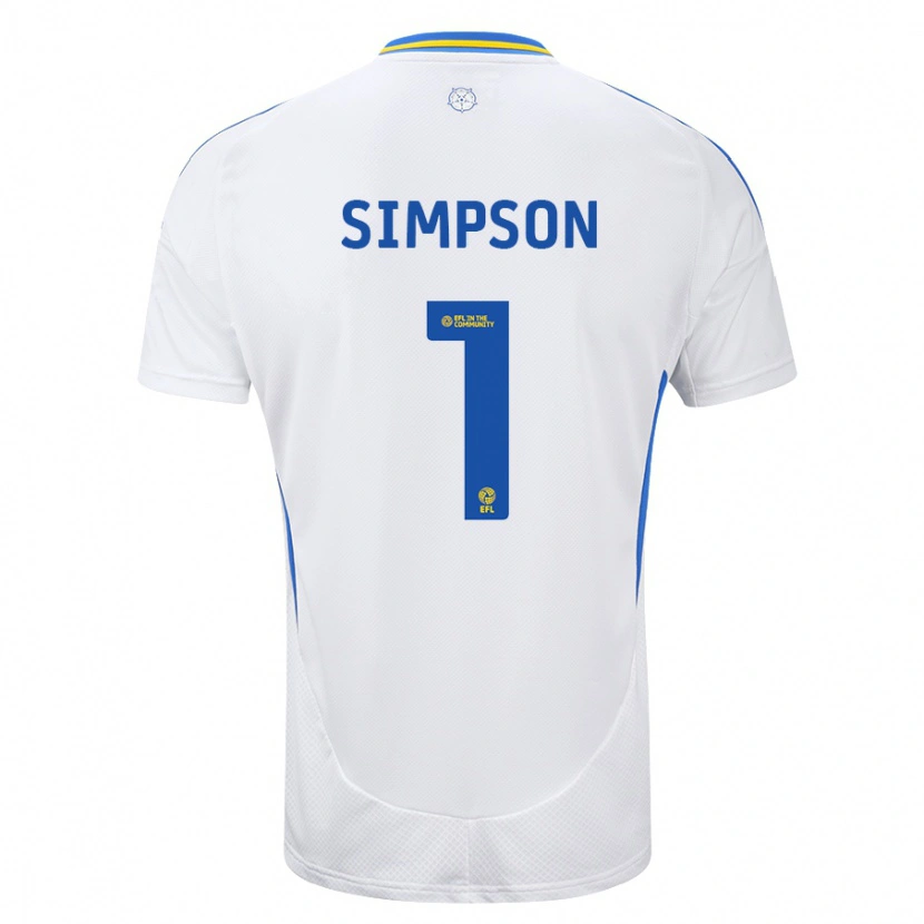 Danxen Kvinder Carrie Simpson #1 Hvid Blå Hjemmebane Spillertrøjer 2024/25 Trøje T-Shirt