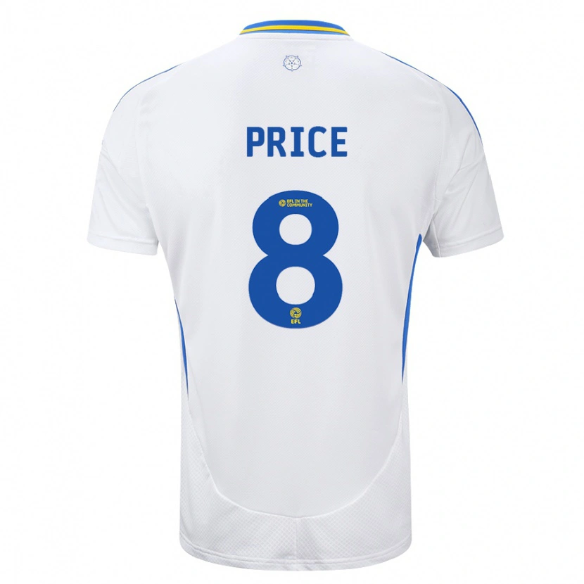 Danxen Kvinder Leoni Price #8 Hvid Blå Hjemmebane Spillertrøjer 2024/25 Trøje T-Shirt
