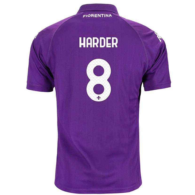 Danxen Kvinder Jonas Harder #8 Lilla Hjemmebane Spillertrøjer 2024/25 Trøje T-Shirt