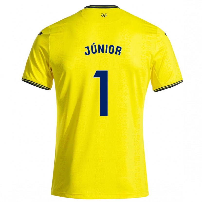 Danxen Kvinder Luiz Júnior #1 Gul Sort Hjemmebane Spillertrøjer 2024/25 Trøje T-Shirt