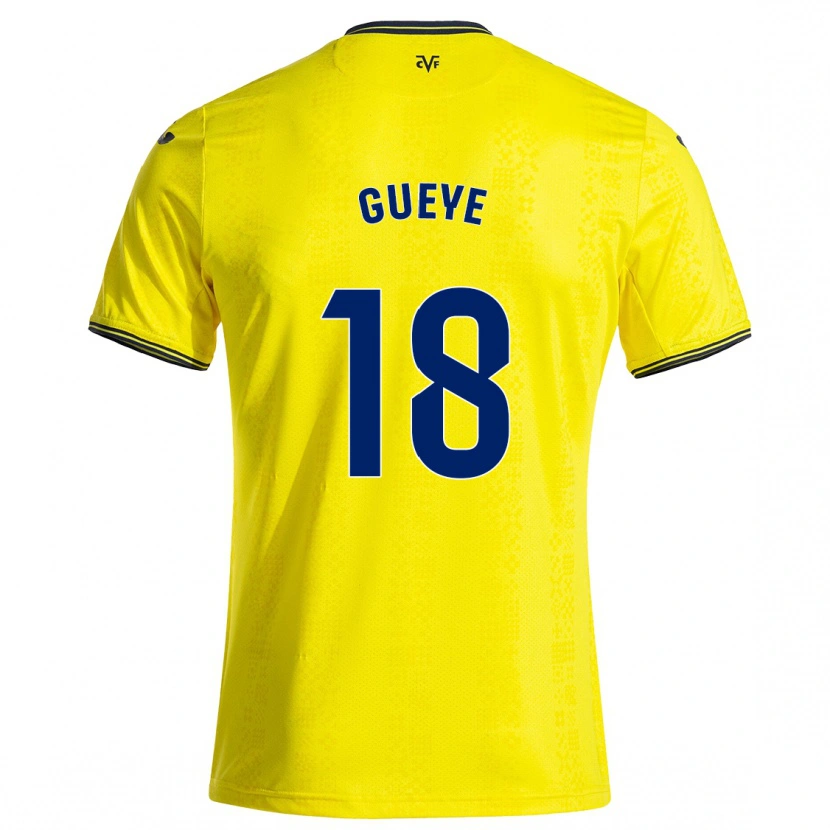 Danxen Kvinder Pape Gueye #18 Gul Sort Hjemmebane Spillertrøjer 2024/25 Trøje T-Shirt