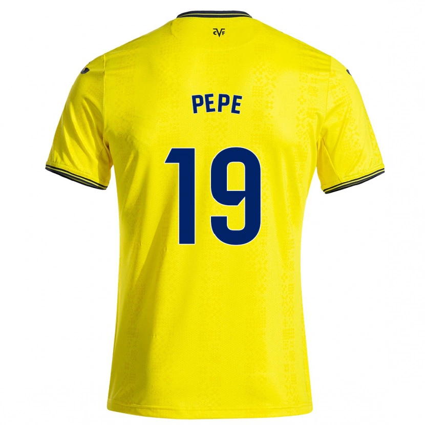 Danxen Kvinder Nicolas Pépé #19 Gul Sort Hjemmebane Spillertrøjer 2024/25 Trøje T-Shirt