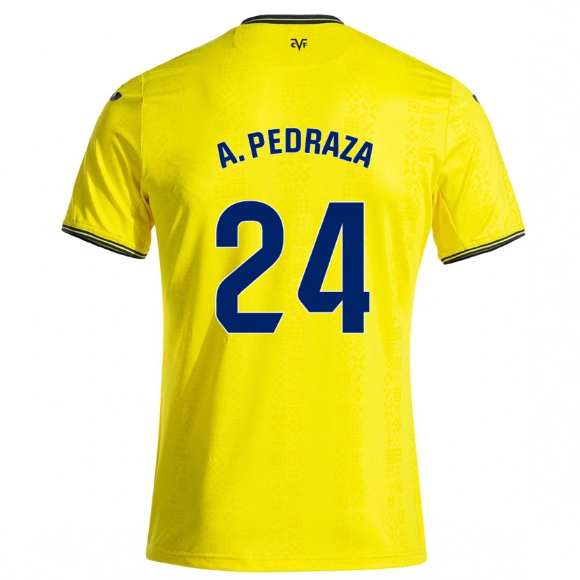 Danxen Kvinder Alfonso Pedraza #24 Gul Sort Hjemmebane Spillertrøjer 2024/25 Trøje T-Shirt