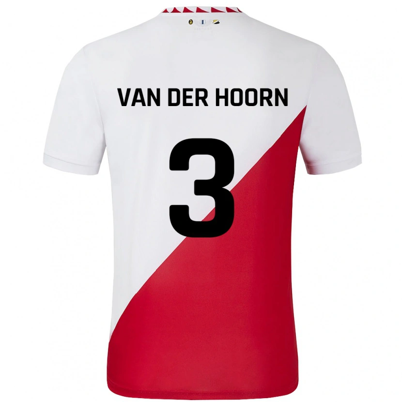 Danxen Kvinder Mike Van Der Hoorn #3 Hvid Rød Hjemmebane Spillertrøjer 2024/25 Trøje T-Shirt
