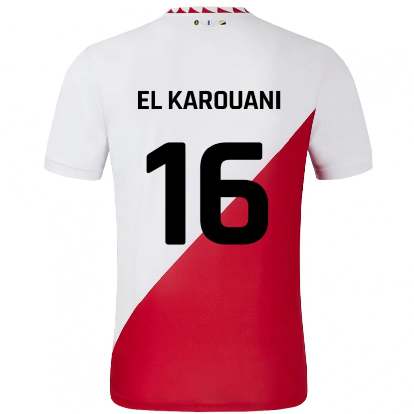 Danxen Kvinder Souffian El Karouani #16 Hvid Rød Hjemmebane Spillertrøjer 2024/25 Trøje T-Shirt
