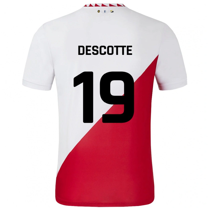 Danxen Kvinder Anthony Descotte #19 Hvid Rød Hjemmebane Spillertrøjer 2024/25 Trøje T-Shirt