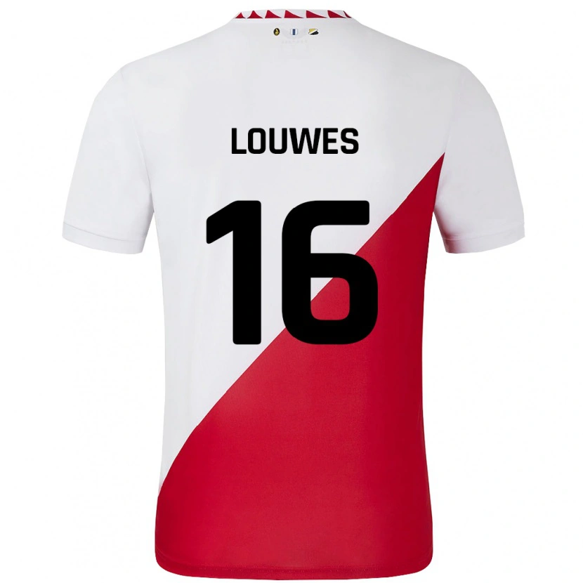 Danxen Kvinder Puck Louwes #16 Hvid Rød Hjemmebane Spillertrøjer 2024/25 Trøje T-Shirt