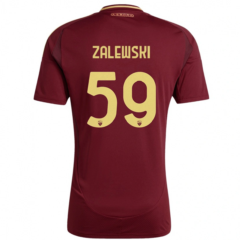 Danxen Kvinder Nicola Zalewski #59 Rød Brun Guld Hjemmebane Spillertrøjer 2024/25 Trøje T-Shirt