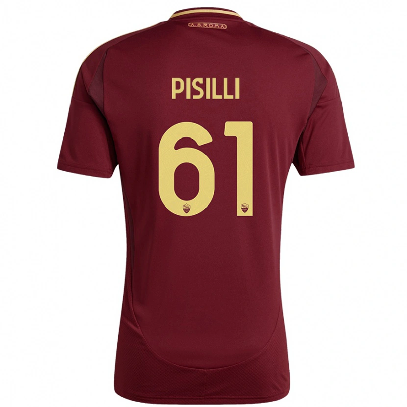 Danxen Kvinder Niccolò Pisilli #61 Rød Brun Guld Hjemmebane Spillertrøjer 2024/25 Trøje T-Shirt