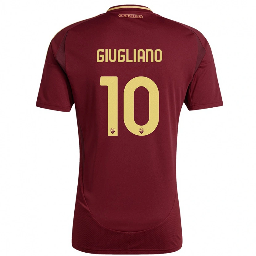 Danxen Kvinder Manuela Giugliano #10 Rød Brun Guld Hjemmebane Spillertrøjer 2024/25 Trøje T-Shirt
