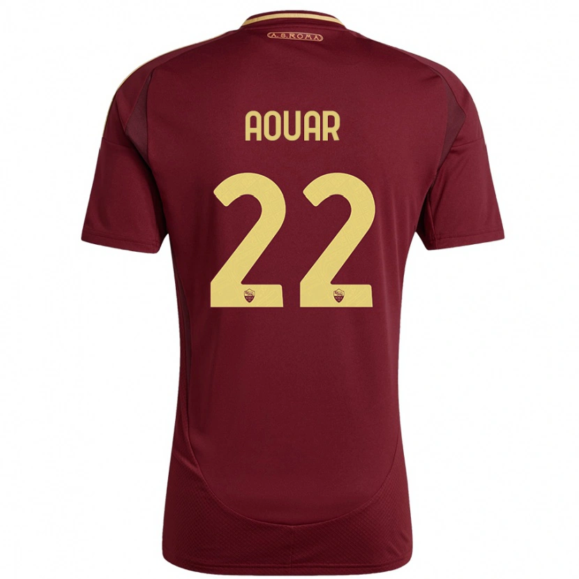 Danxen Kvinder Houssem Aouar #22 Rød Brun Guld Hjemmebane Spillertrøjer 2024/25 Trøje T-Shirt