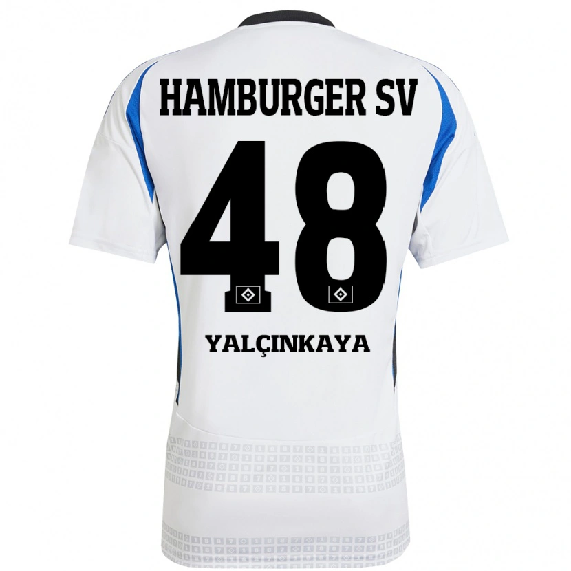 Danxen Kvinder Bilal Yalcinkaya #48 Hvid Blå Hjemmebane Spillertrøjer 2024/25 Trøje T-Shirt