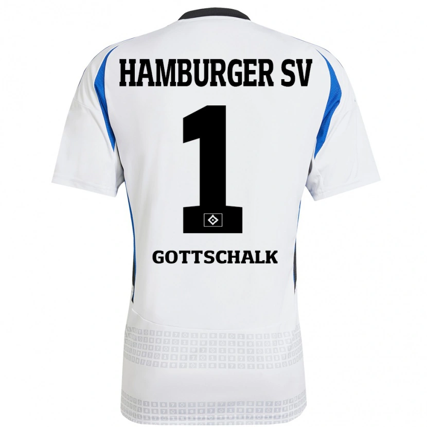 Danxen Kvinder Juri Gottschalk #1 Hvid Blå Hjemmebane Spillertrøjer 2024/25 Trøje T-Shirt