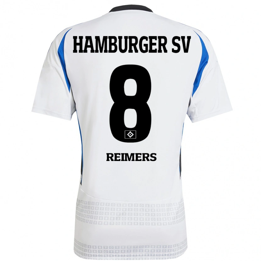 Danxen Kvinder Moritz Reimers #8 Hvid Blå Hjemmebane Spillertrøjer 2024/25 Trøje T-Shirt