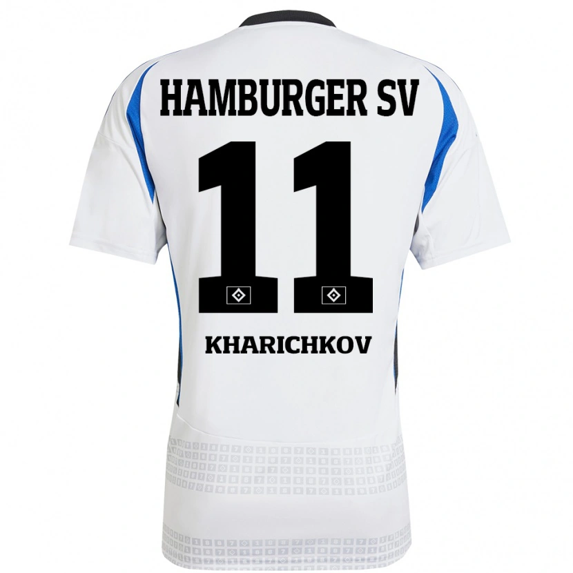 Danxen Kvinder Valentyn Kharichkov #11 Hvid Blå Hjemmebane Spillertrøjer 2024/25 Trøje T-Shirt