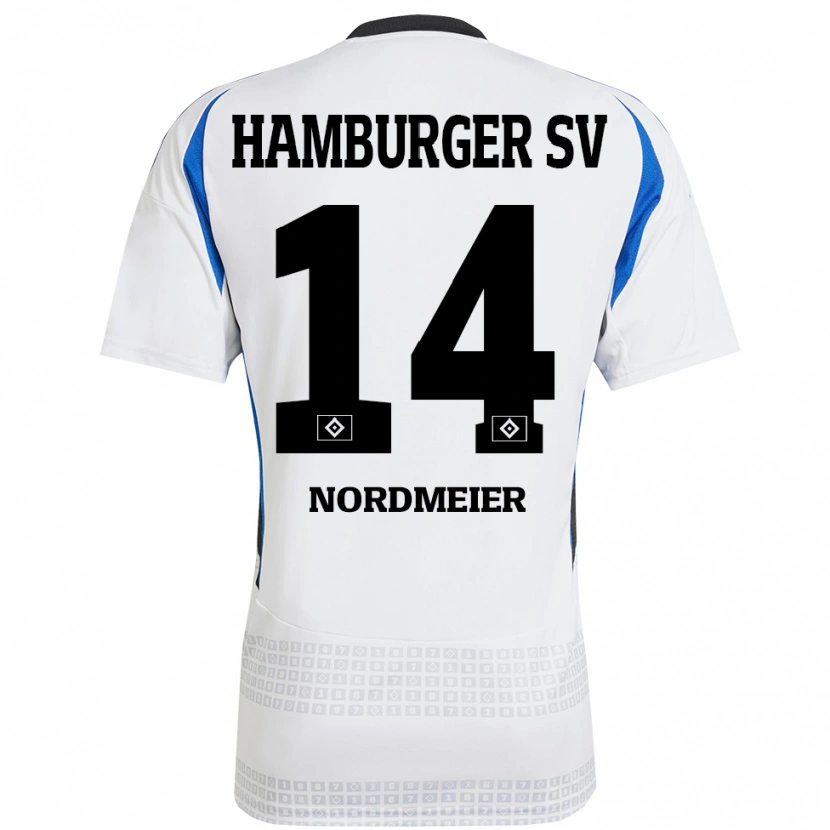 Danxen Kvinder Quentin Nordmeier #14 Hvid Blå Hjemmebane Spillertrøjer 2024/25 Trøje T-Shirt