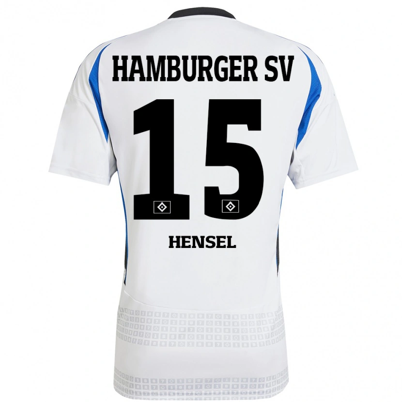Danxen Kvinder Janoah Hensel #15 Hvid Blå Hjemmebane Spillertrøjer 2024/25 Trøje T-Shirt